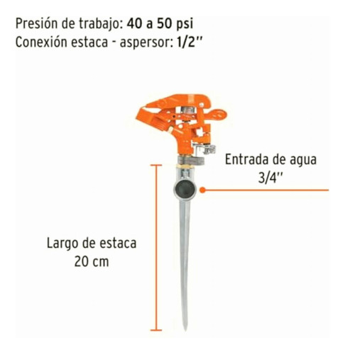 Truper Asp-11, Aspersor Metálico Una Vía, Estaca De 11