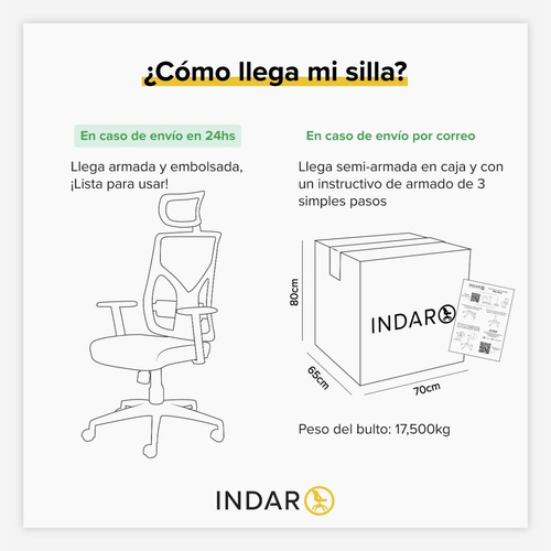 Imagen 4 de 9 de Silla De Oficina Indar Cool Xxl Reforzada Para 230kg