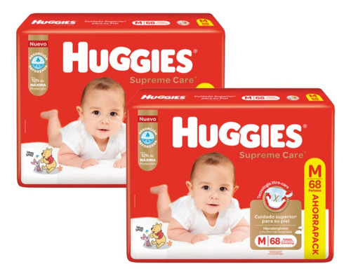 2 Pack Pañales Huggies Supreme Care G Xg Xxg Xxxg Rojos