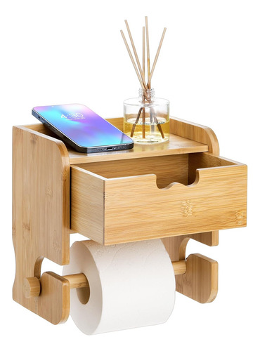 Soporte De Papel Higiénico De Bambú, Soporte De Pared Para R