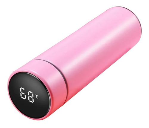 Termo Digital Inteligente Táctil  500 Ml De Acero Inoxidable Color Rosa
