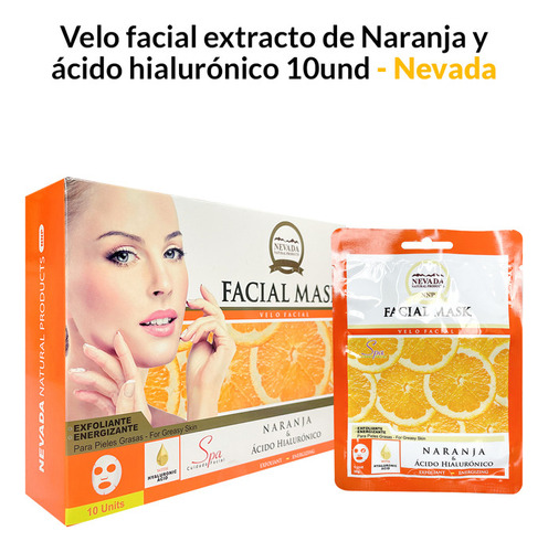 Velo Facial Extracto De Naranja Y Ácido Hialurónico 10und