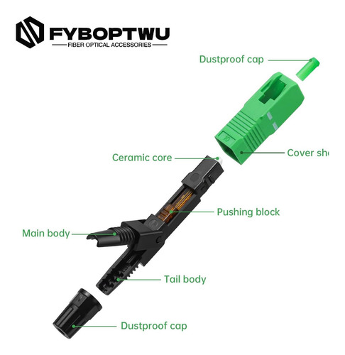 Conector Rápido De Fibra Óptica Fyboptwu 20 Pcs Sc -apc Para