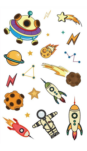 Imagen 7 de 10 de Tatuajes Temporales Tattoo Espacio Astronauta X10 Souvenir