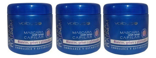 Mascara Volbucle Grises Blancos Platinados 200grs Kit X 3