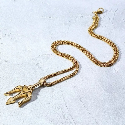 Collar Hombre Mujer Acero Inox 316l Tridente Punk Joyería
