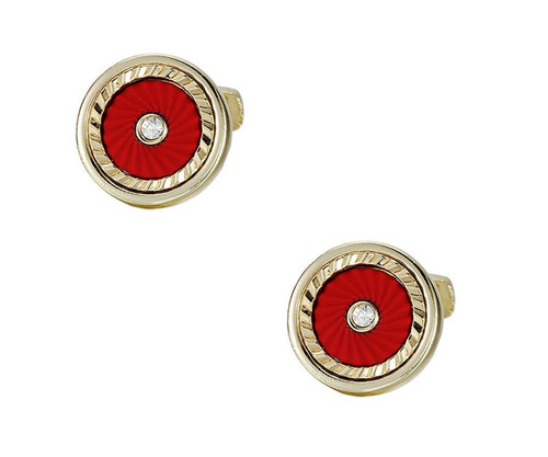 Mancuernillas Doradas Con Rojo Formales F-486 Color Dorado Con Rojo