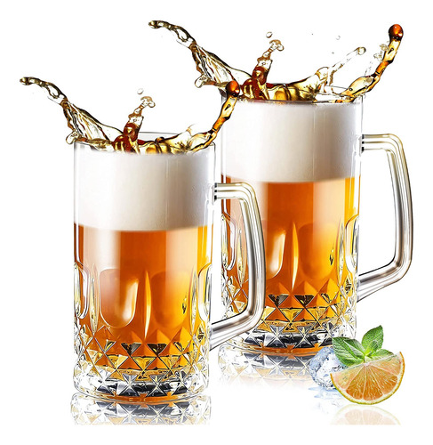 Pack De 2 Tazas De Cerveza 946 Ml Altas Y Resistentes