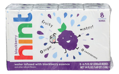 Hint Kids Water Blackberry, (paquete De 8) 6.75 Oz Fl, Agua