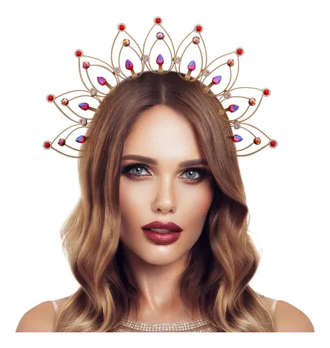 Rhinestones Halo Corona Diadema Medieval Vintage Elf Ha...