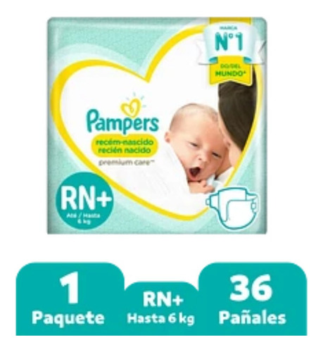 1 Paquete De Pañales (36u.) Pampers Recien Nacido Rn+