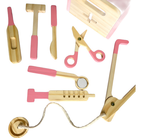 Set Doctora Juguete Madera Caja + 7 Piezas Con Movimiento