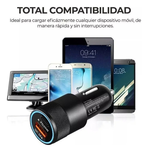 48w Rápida Cargador De Coche Vehículo Tipo C Pd Y Usb A