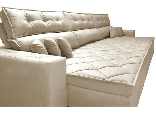 Sofá Retrátil E Reclinável 4,12m Austin Molas Suede Bege