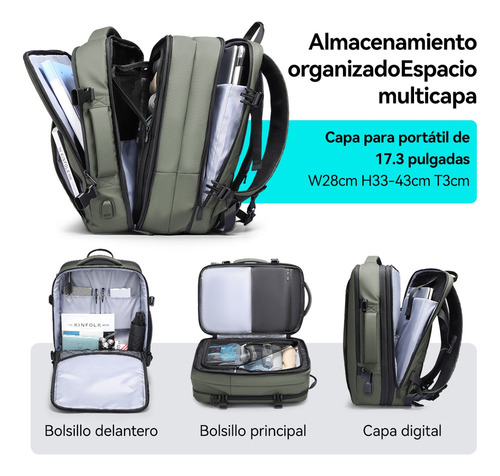Mochila Impermeable Para Computadora Portátil De 17 Pulgadas