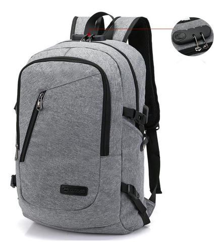 Mochila Ofi Uni Anti Robo Impermeabl Compu Tira Viaje Cables