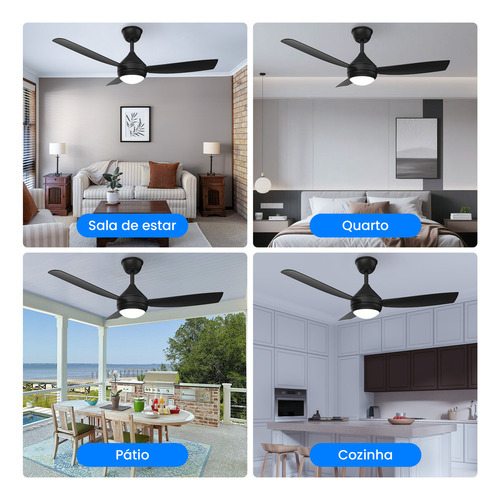Ventilador De Teto Moderno De 42 Polegadas Com Luz Led E Controle Remoto, Ventilador Silencioso De 3 Pás Para Ambientes Internos/externos Com 3 Cores De Luz E 6 Velocidades