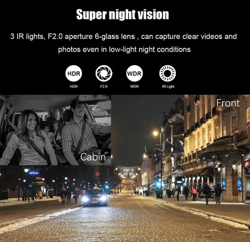 Cámara Para Vehículos Doble Lente De Grabación Hd1080 V/noct (Usado)