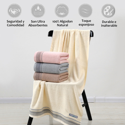 Y 2 Pcs Toalla Baño Completo Grande 100% Algodón 70×140 Cm