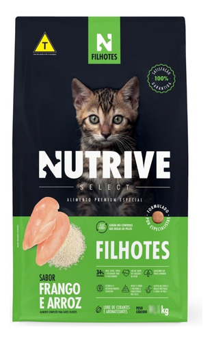 Ração Nutrive Gatos Filhotes Sabor Frango E Arroz 10,1kg
