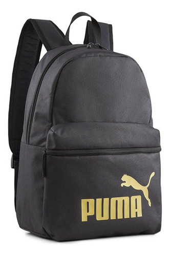 Mochila Puma Phase Back Pack Pu Ref:79943 Cor Preto-dourado Desenho Do Tecido Liso