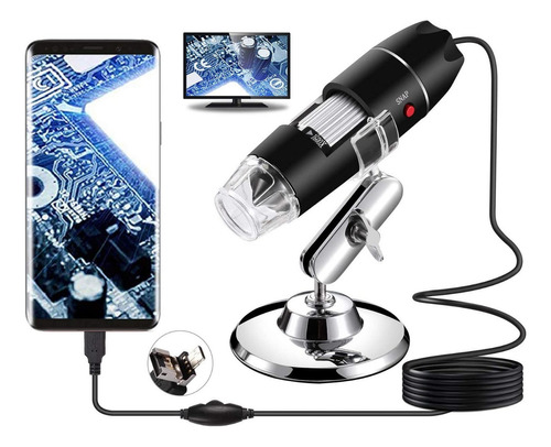Microscópio 1600x Zoom Câmera Capilar Óptico Lupa Portátil