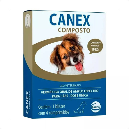 Canex Composto Vermífugo 4 Comprimidos Dose Única