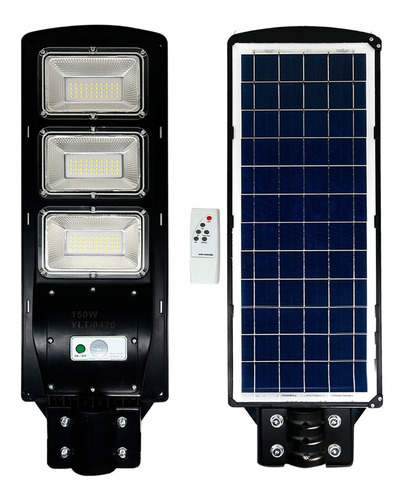 Solar Luminária Pública 150w Poste Rua C/ Sensor Cor Preta 150