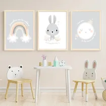 Comprar Set X3 Cuadros Infantiles Nórdicos Conejito 35x50 Completos