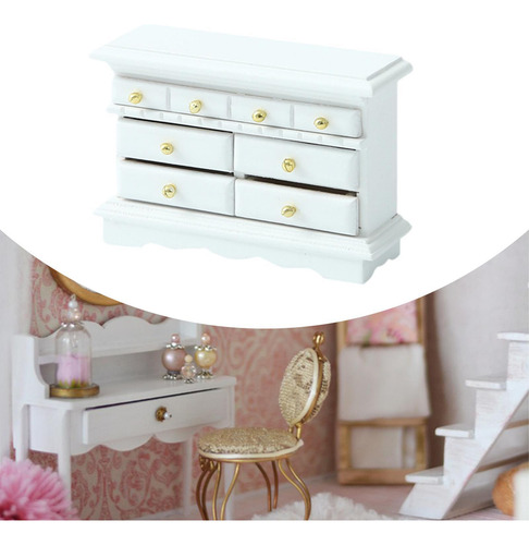 1:12 Casa De Muñecas Gabinete De Tv Muebles Fuezes Blanco