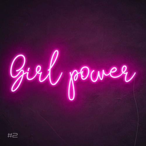 Luminária Girl Power Em Neon Led - 50 Cm X 25 Cm