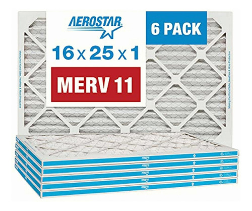 Filtro De Aire Plisado Aerostar., Merv 11, Blanco, 16x25x1