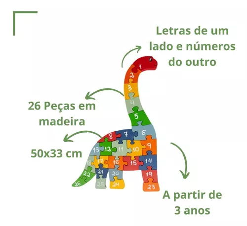 Quebra Cabeça Infantil Dinossauro Alfabeto Números Envio 24h