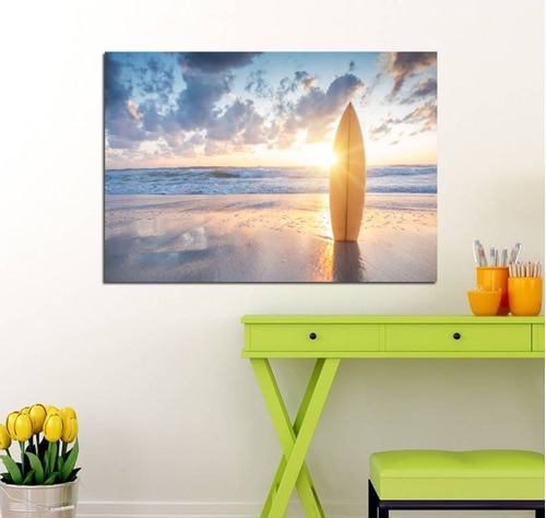 Vinilo Decorativo 20x30cm Mar Tabla De Surf Oceano