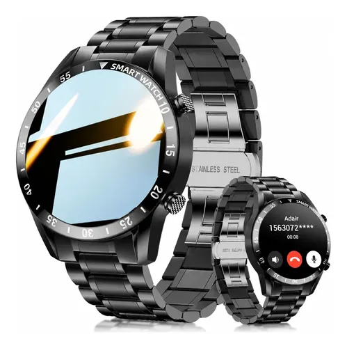 Smartwatch Original Bluetooth Relógio Inteligente Homens Relógio Digital Esportes Aço Inoxidável À Prova D'água Preto