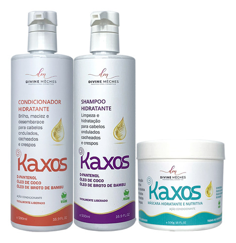 Kit Divine Mèches Kaxos Shampoo, Condicionador E Máscara
