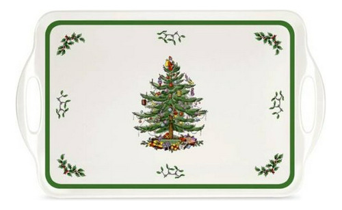 Spode Christmas Tree Melamina Sirviendo Bandeja Con Asas, 19