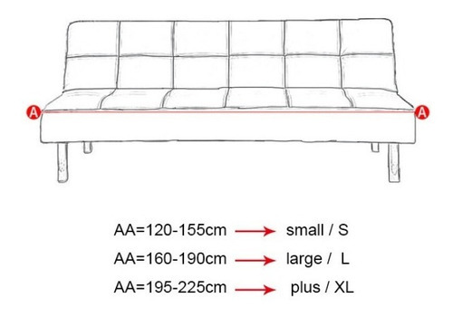 Fundas de futón de color liso, fundas de sofá cama, 195 a 225 cm, color gris, 195 a 225 cm