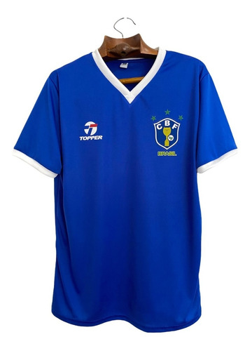  Camiseta Brasil 1982 - 1986 Socrates Azul Retro