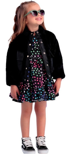Jaqueta Bomber Infantil Preta Mon Sucré Streetart 22022 B.e.