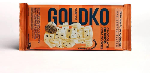 Barra De Chocolate Branco Com Cookies - Goldko 80g