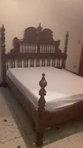 Comprar Cama Queen Y 2 Mesas De Noche. Madera Tallada, Colonial 