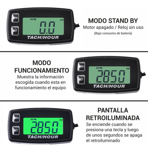 Tacometro Digital Memoria Rpm Cuenta Horas Moto Paramotor
