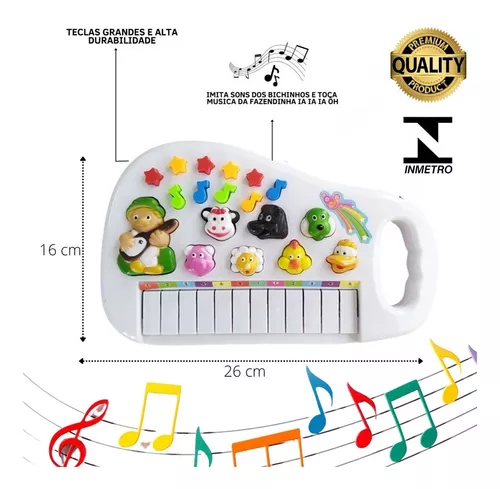 Piano Infantil Teclado Musical Som De Animais Fazendinha no Shoptime