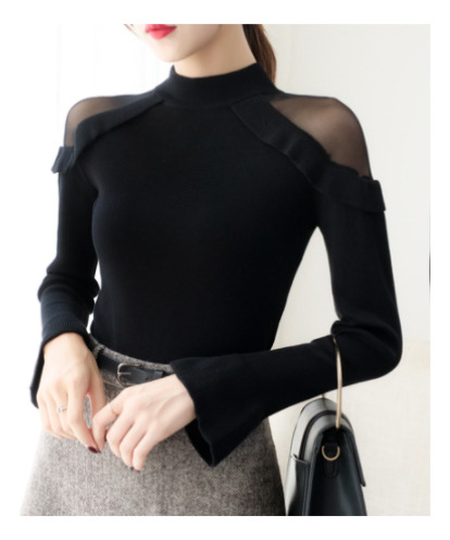 Jersey De Cuello Alto De Manga Larga Con Corte Ajustado