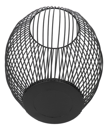 Portavelas Negro De Metal Mate De Estilo Retro Decorativo De
