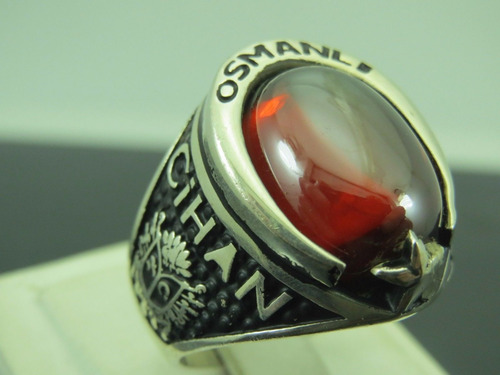 Anillo Turco Hecho A Mano Plata Ley Talla 12 (granate) M4o