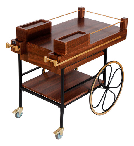 Carrito De Servicio Multiusos Madera Y Aluminio Modelo Beatrice