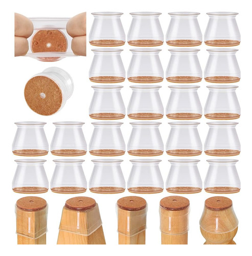 Timotech Set 24 Protectores De Silicona Para Patas De Sillas Color Café
