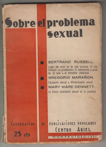 1931 Uruguay Centro Ariel El Problema Sexual Marañon Y Otros